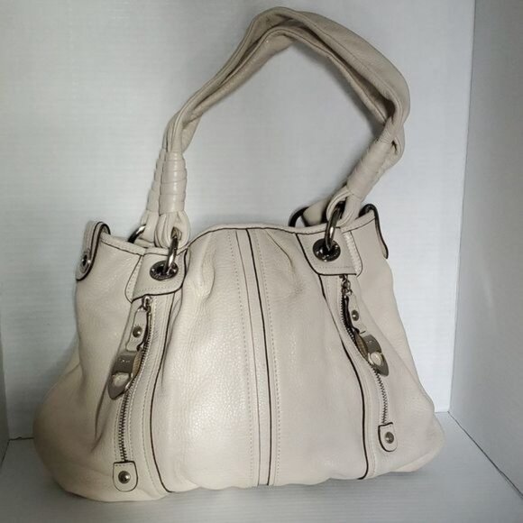B MAKOWSKY LEATHER BAG HOBO CREAM SHOULDER SATCHEL HANDBAG PURSE WOMEN'S WOMAN'S - Picture 2 of 15